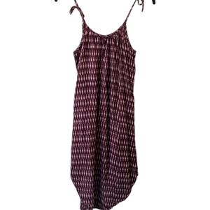 Madewell Tie Strap Ikat/Batik Print Plum Boho  Shirt Tail Hem Mini Dress (XXS)